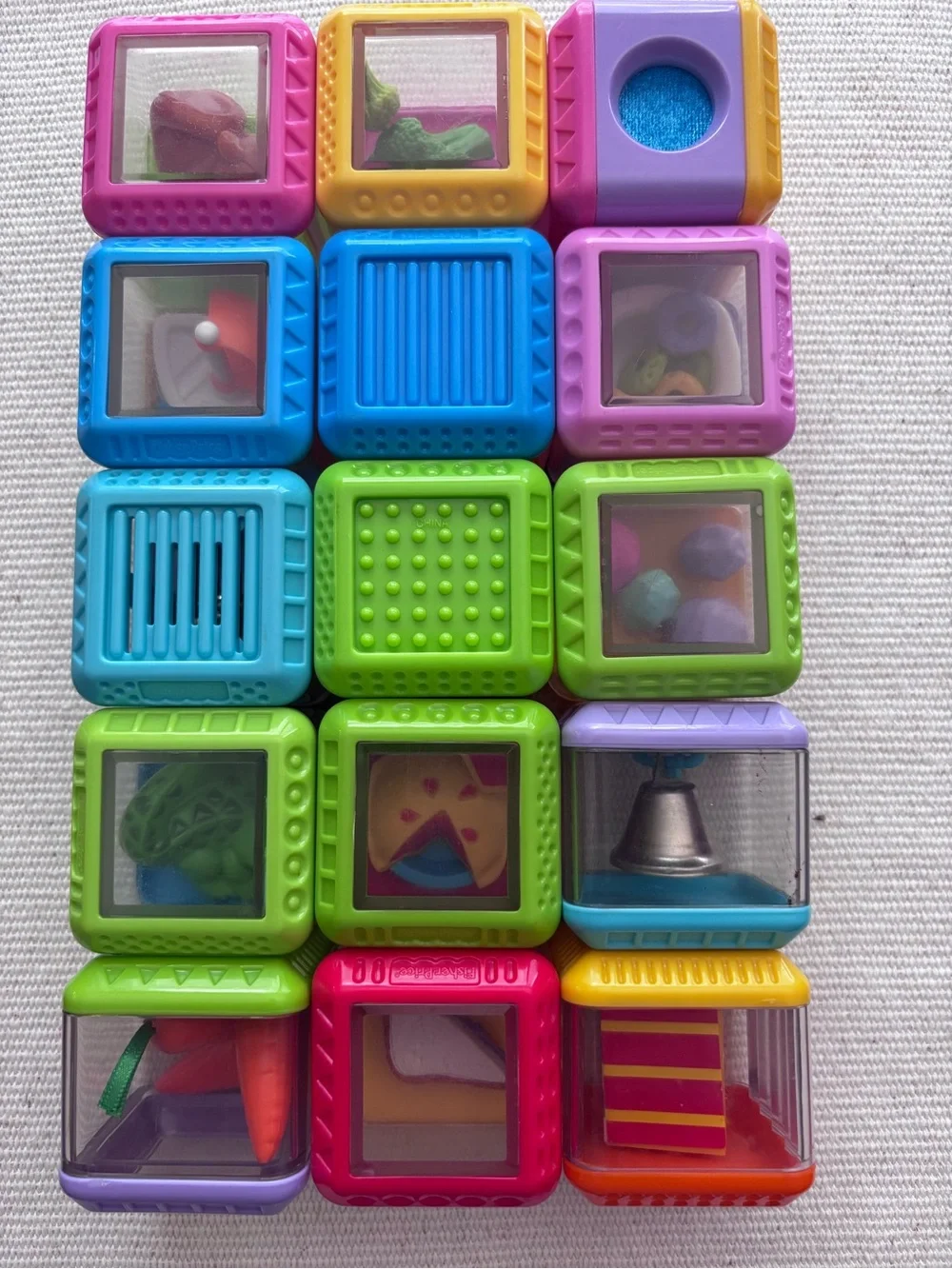 vintage Fisher-Price Peek-a-Boo Sensory Blocks  set of 15